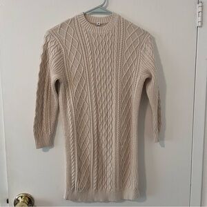 Uniqlo Kids Cream Knit Sweater Dress Girls Size 130 7-8Y